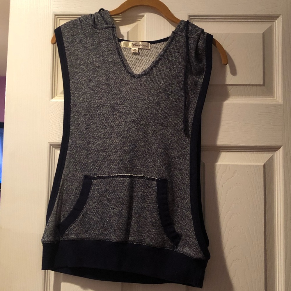 Open sided sleeveless hoodie